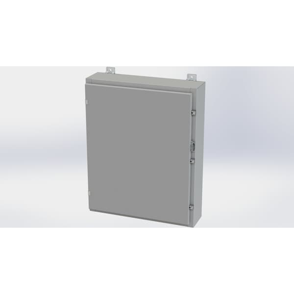 Clamps with Padlock Hasp Electrical Enclosures, 30 in H, 6 in D, 24 in W, NEMA 4, Carbon Steel
